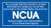 A blue and white sticker with the words ncua