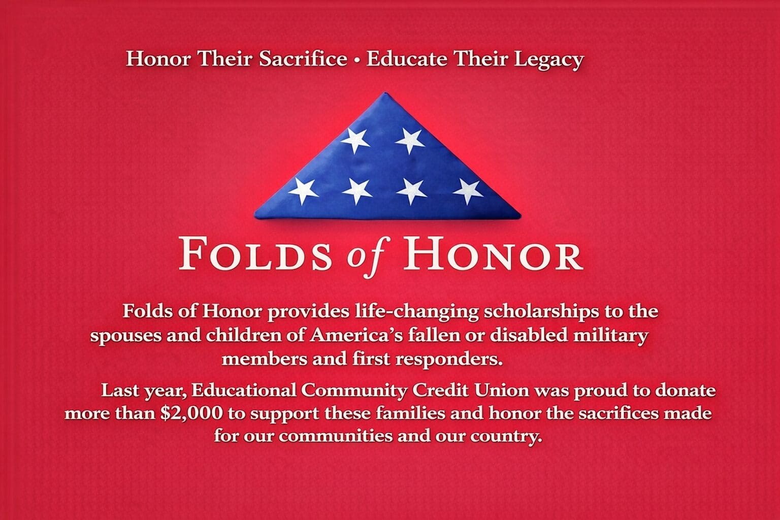 Folds of Honor scholarship program description.